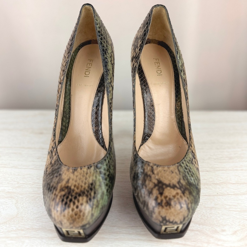 FENDI Fendista Python Stiletto Platform Heels|41|Snakeskin Baddie Mobwife Italy - Picture 3 of 9